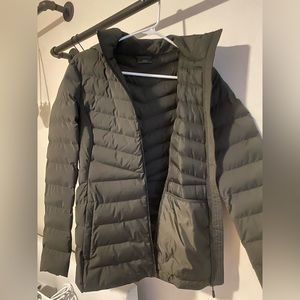 olive green puffer jacket